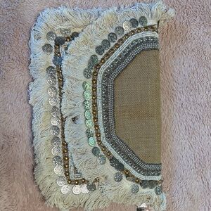 Elegant Beige and Silver Clutch